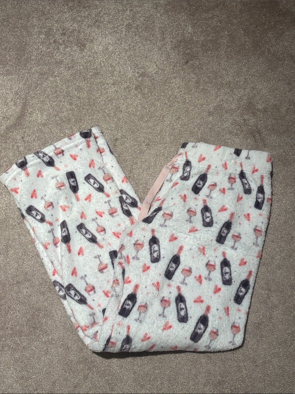 Fuzzy wine pj pants
